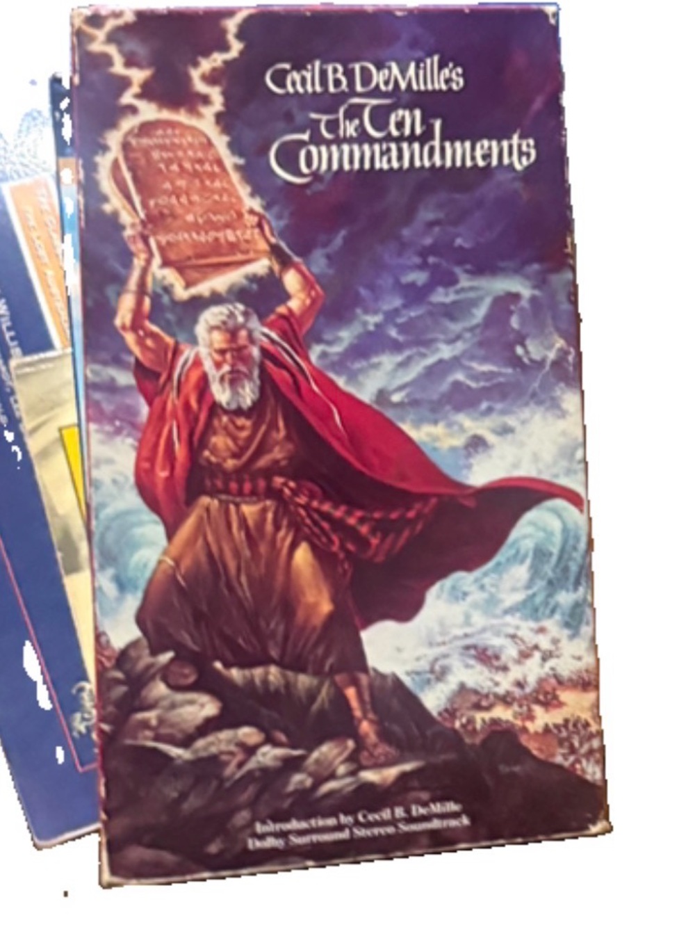 vintage VHS tape copy of Cecil B. DeMille's 1956 epic film The Ten Commandments.